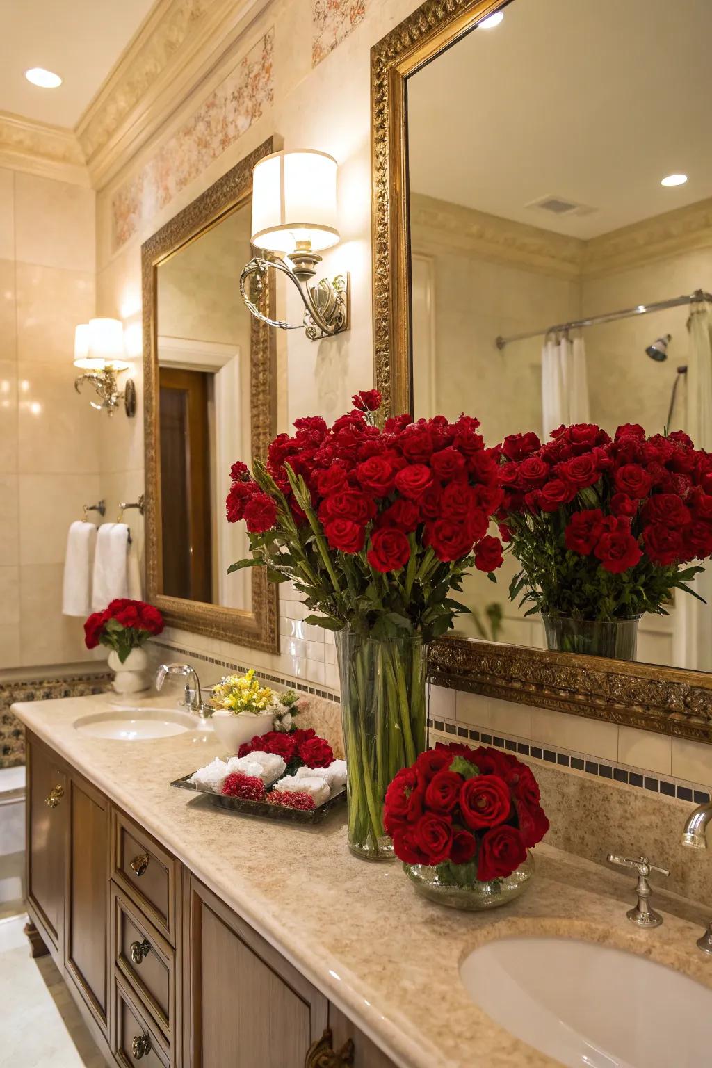 Crimson floral hints deliver the outdoors and gentleness to the area.