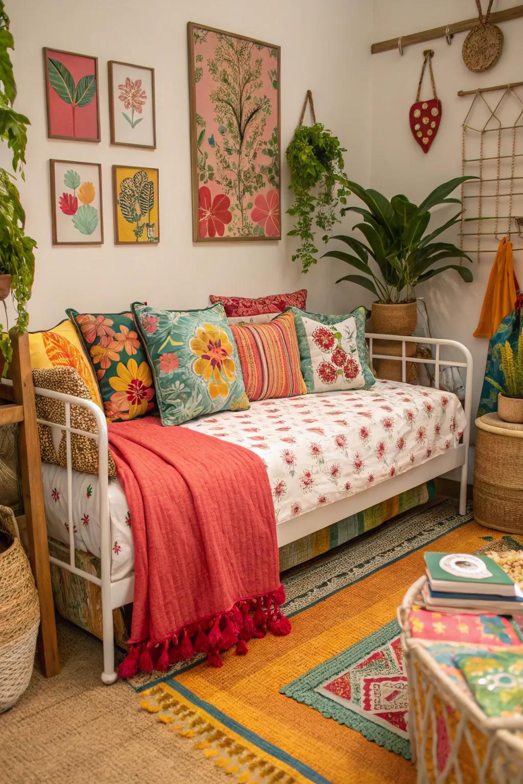 Daybed featuring vibrant colors and a bold statement