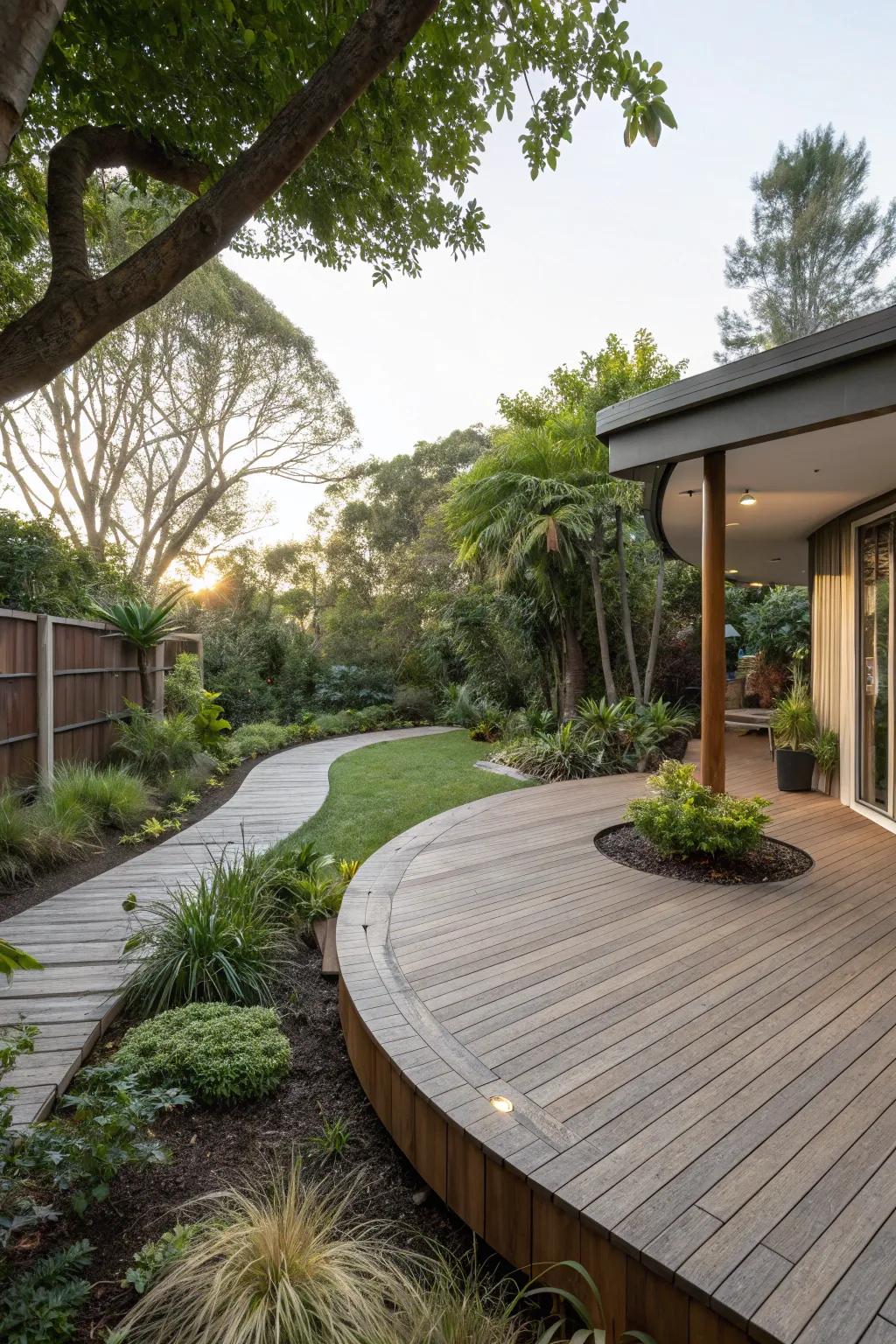 Curved designs add elegance and visual interest to your deck.