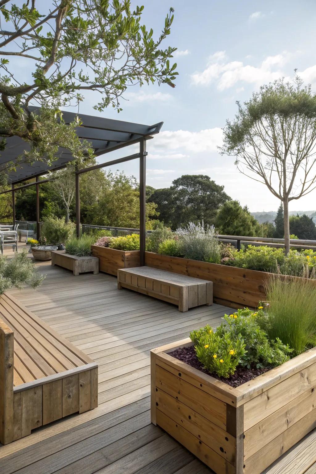 Versatile design featuring portable plants.