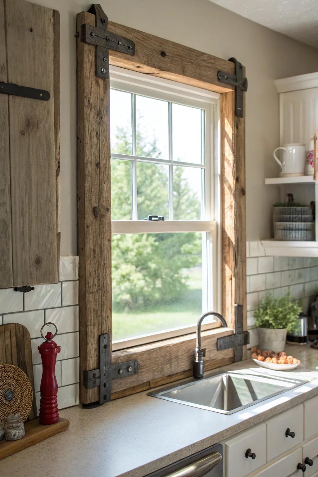 A mix of wood and metal creates a rustic-industrial aesthetic.