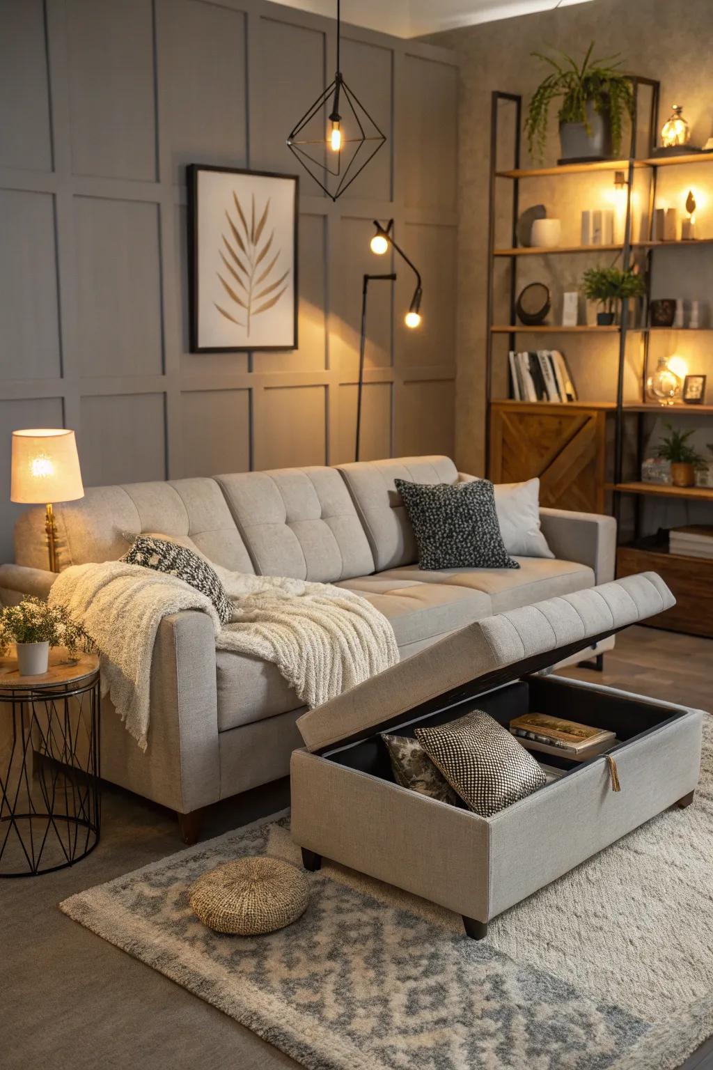 Flexible furnishings are ideal for maximizing space.