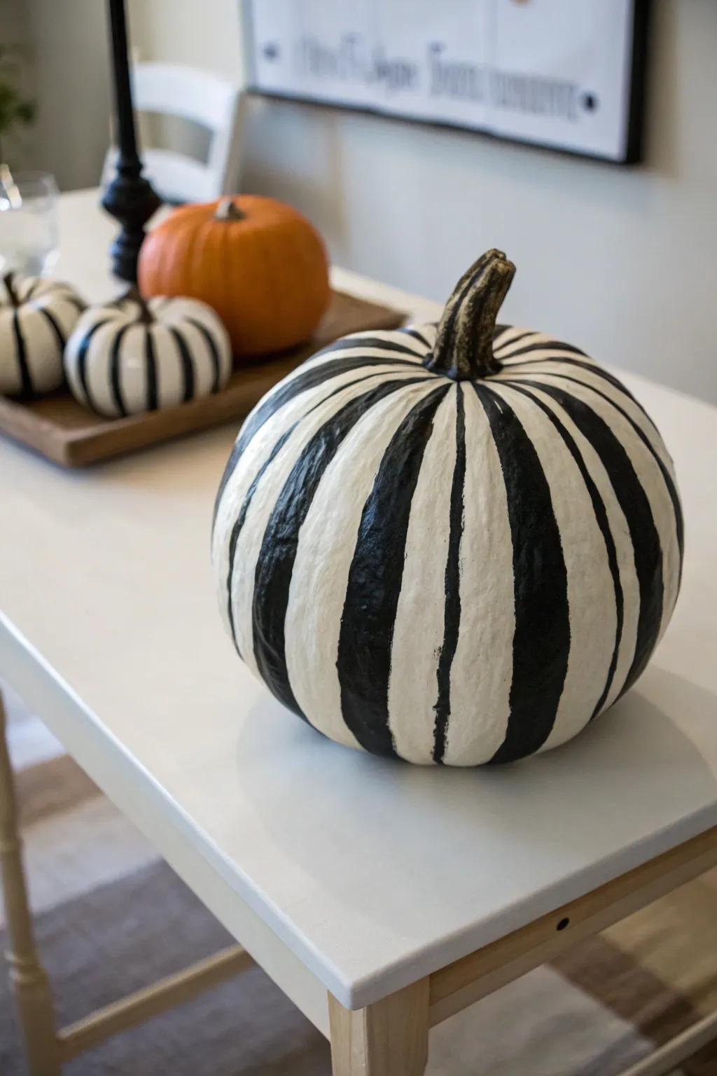 Opt for monochrome mystique, showcasing refined monochrome pumpkin designs.