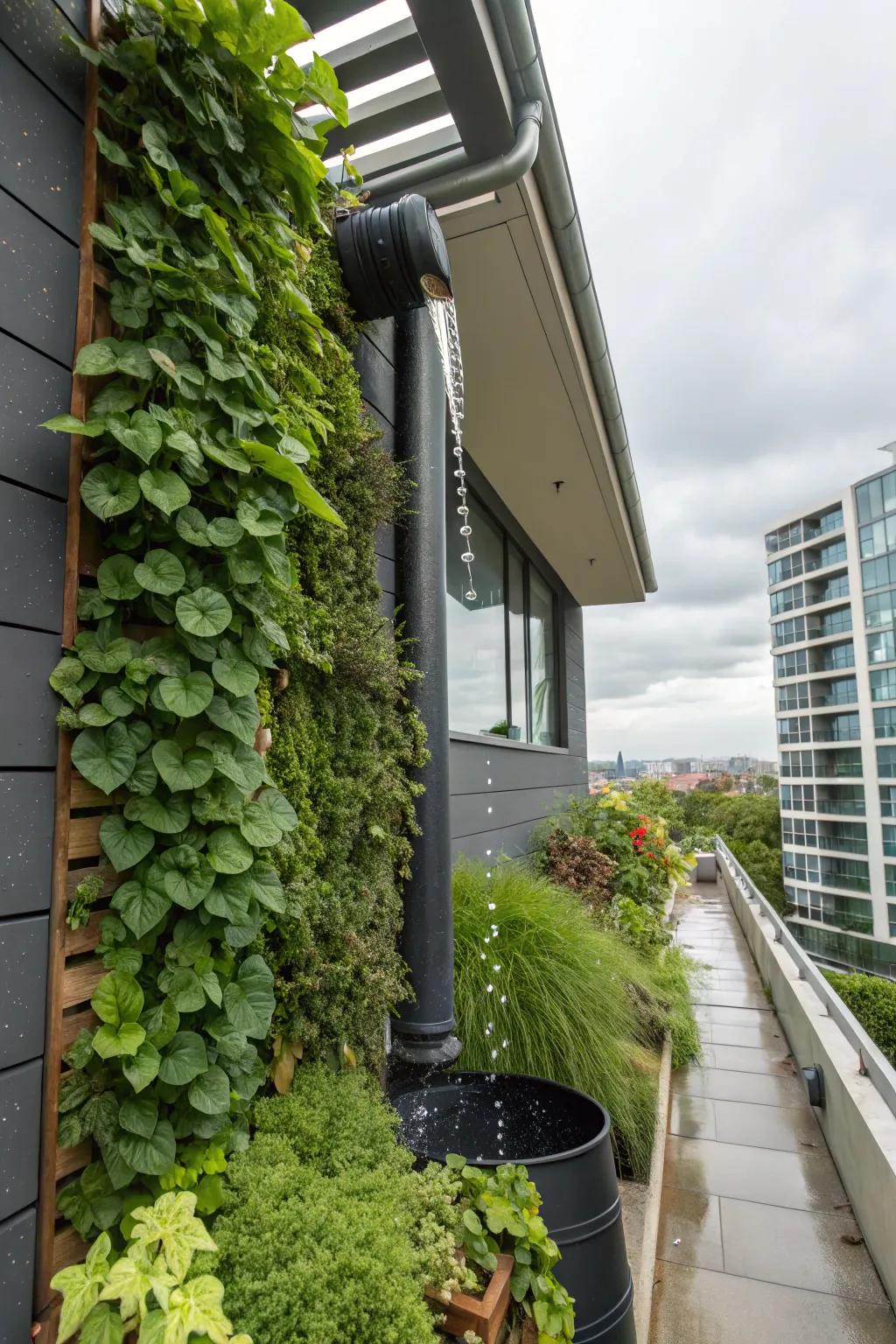 Green walls skillfully utilize water in miniature landscapes.