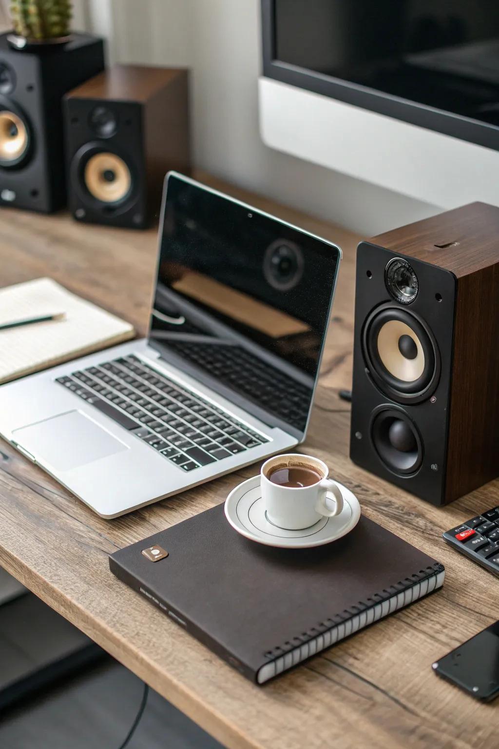 Create a rich audio experience using quality speakers.