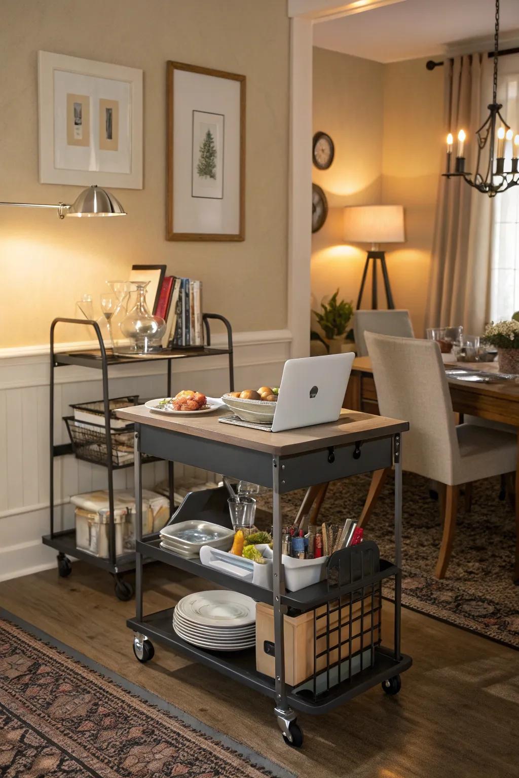 Rolling furniture offering versatility and ease of use.