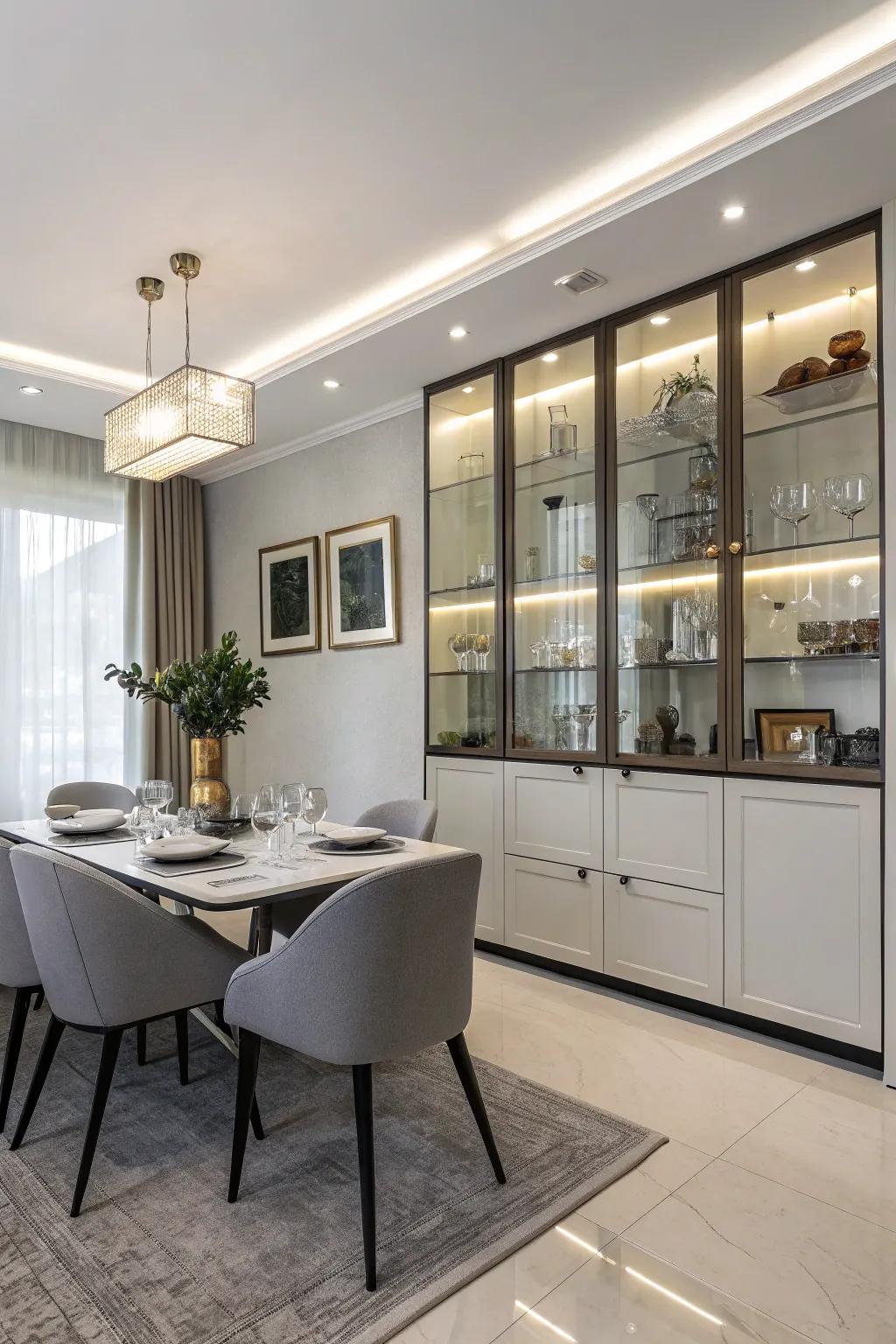 Suspended units provide a modern look while keeping items out of sight.