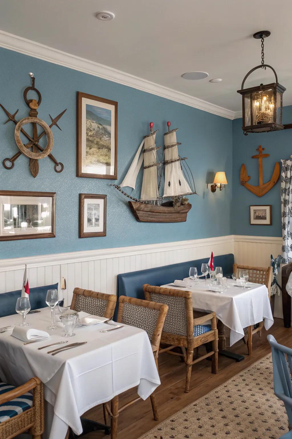 Maritime blues provide a refreshing and tranquil vibe.