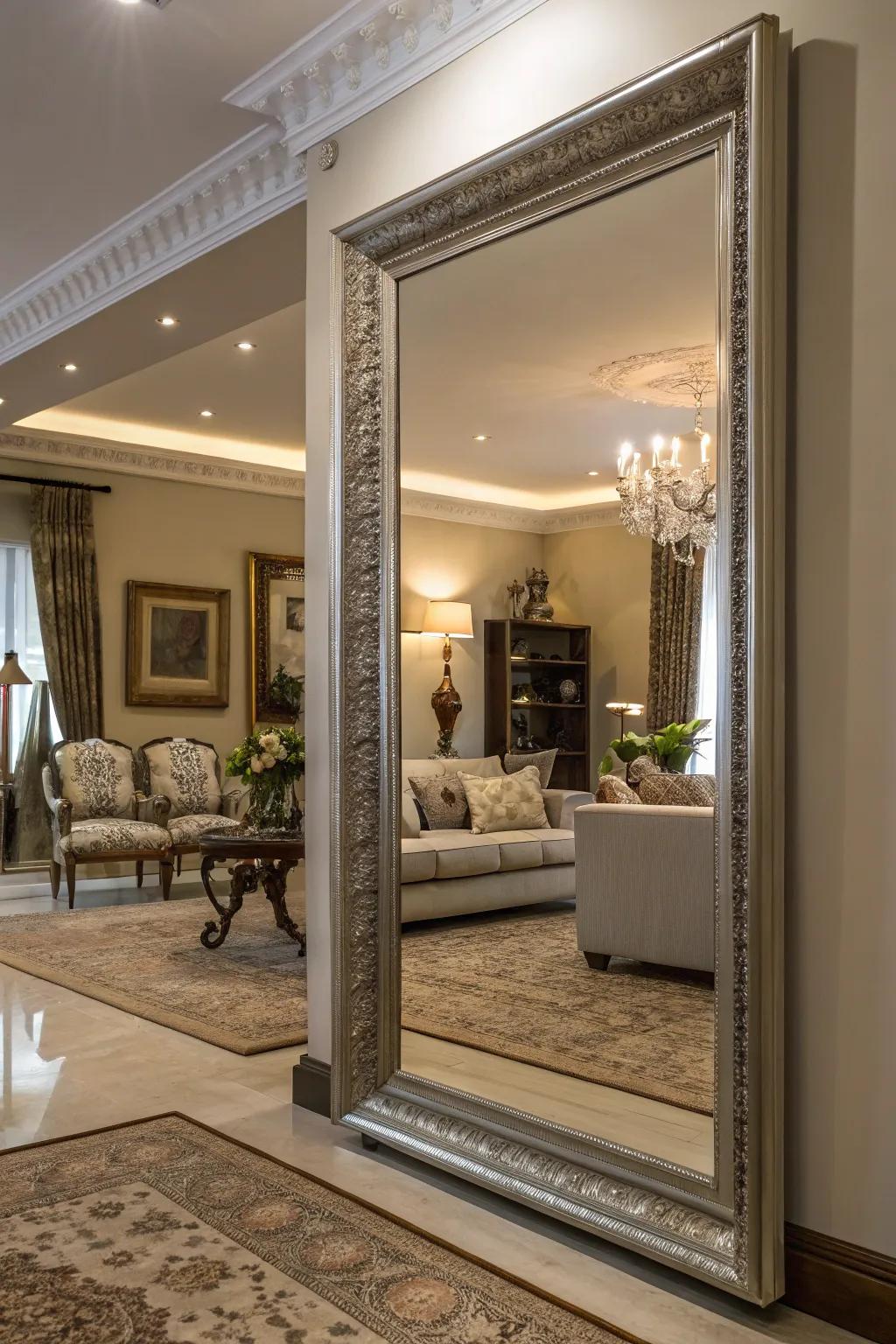 Mirrors brighten areas and enhance space in the dwelling.