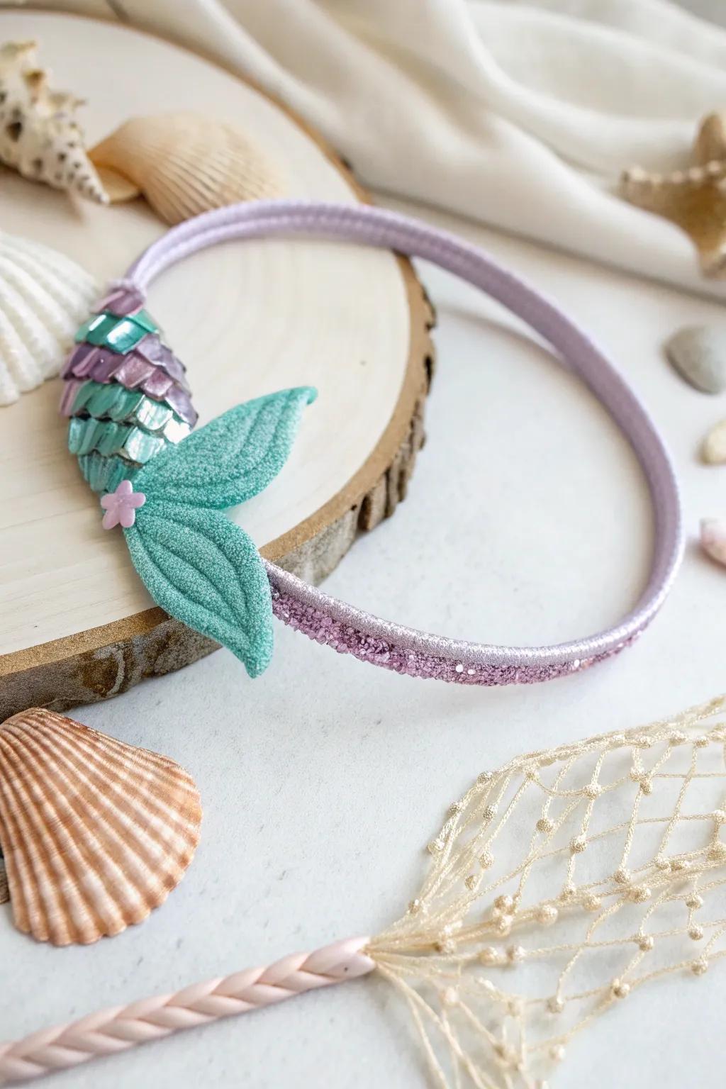 Introduce a splash of whimsy to your aesthetic with these bewitching DIY mermaid fin headbands!