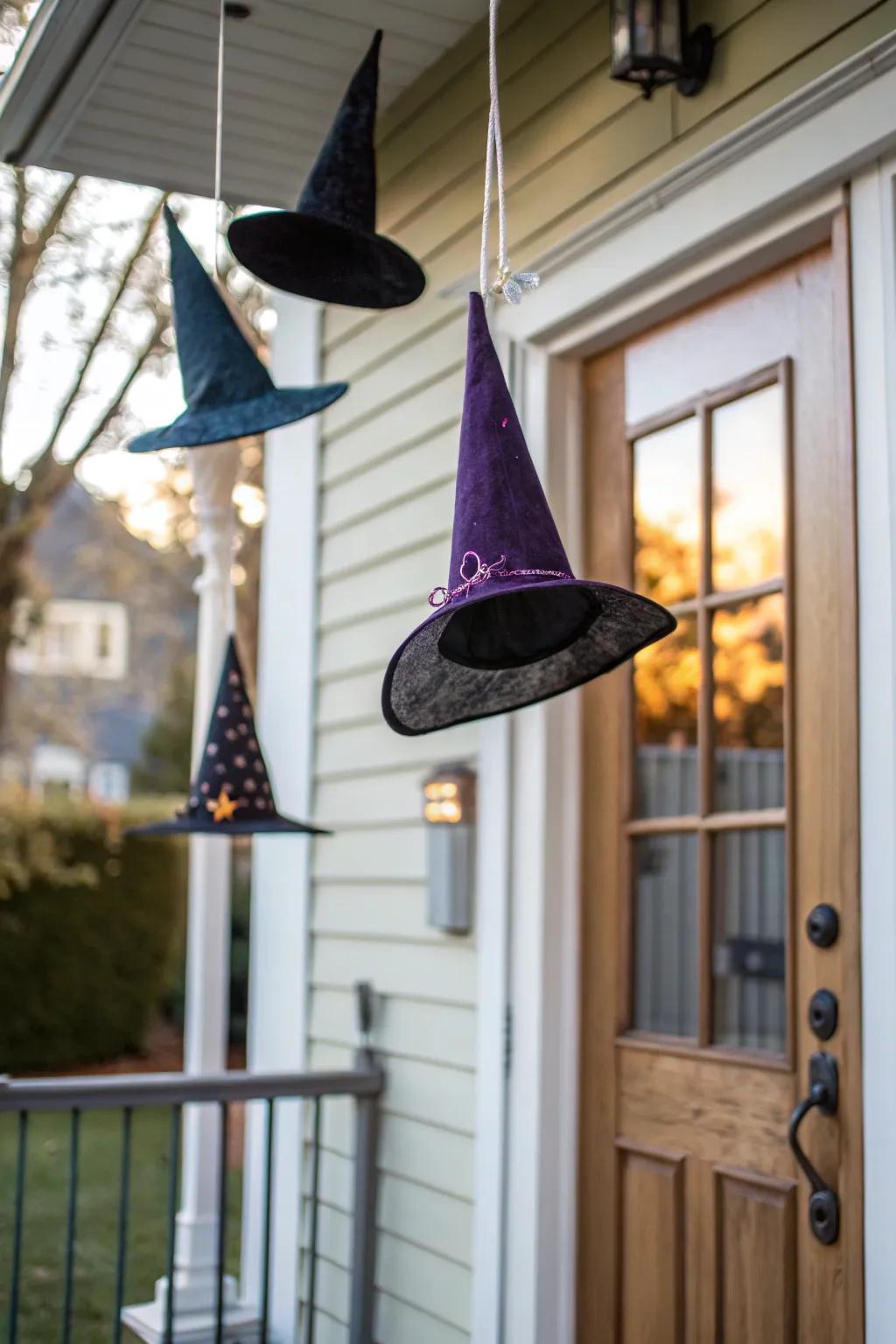 Levitating sorceress caps construct a magical All Hallow's Eve display.
