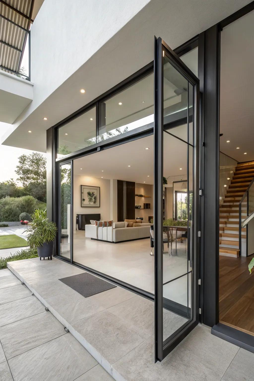 Introduce modern flair with an innovative pivot door design that redefines entrances.