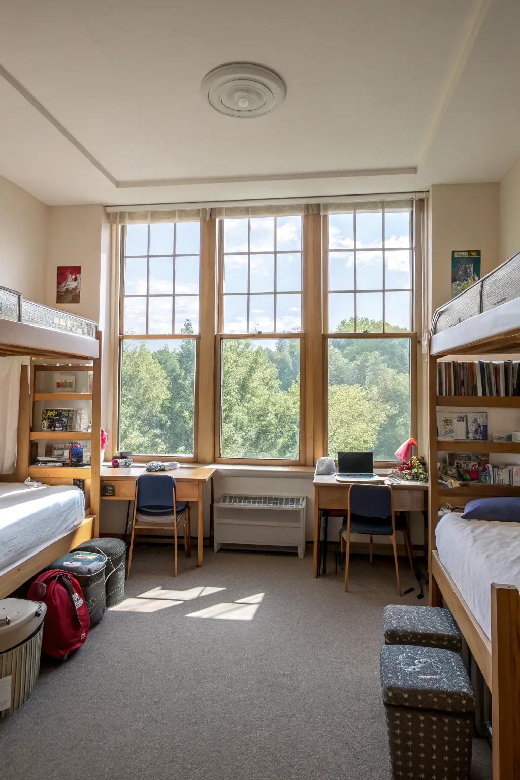 Natural light enhances mood and room appeal.