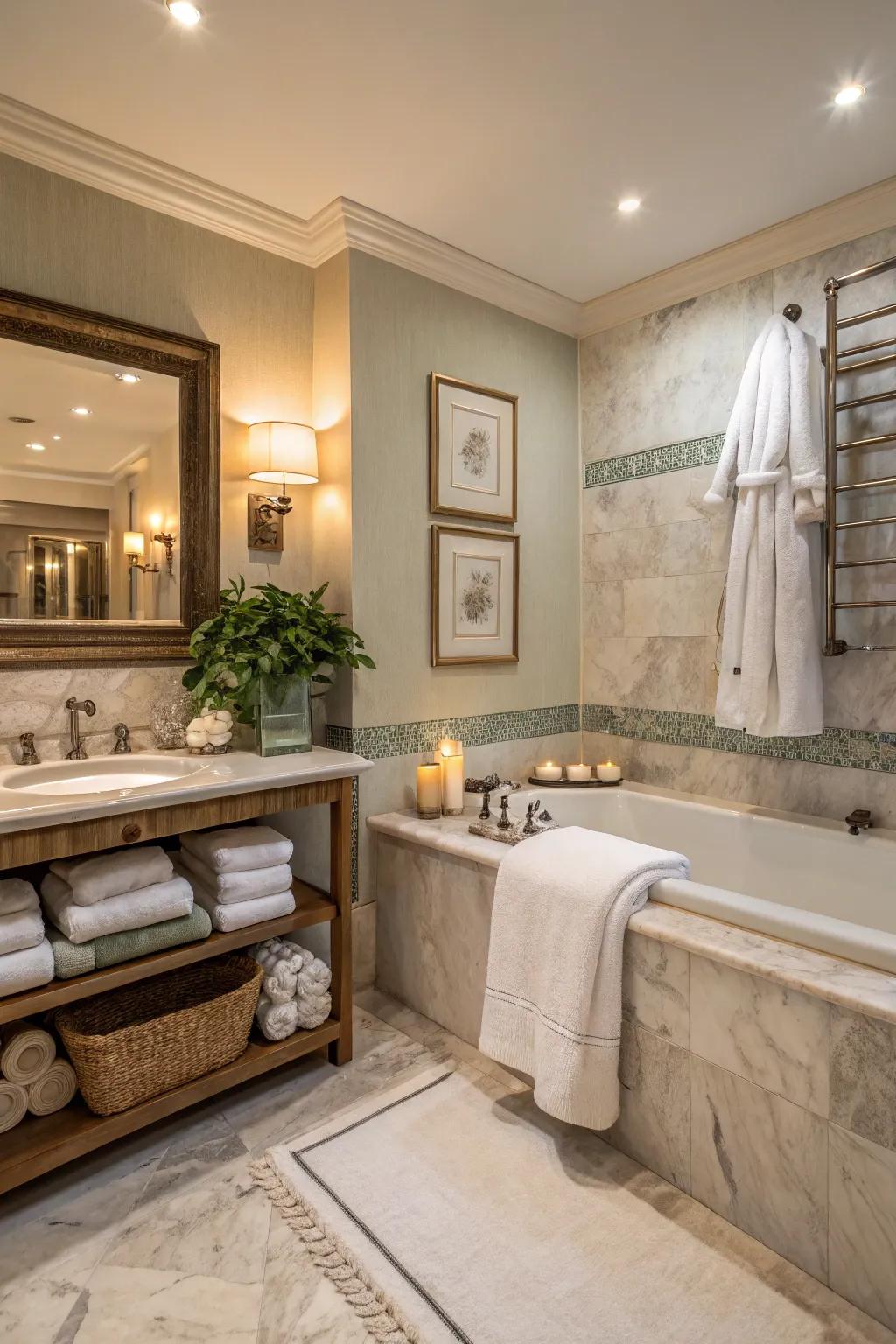 Relax through therapeutic-inspired elements.