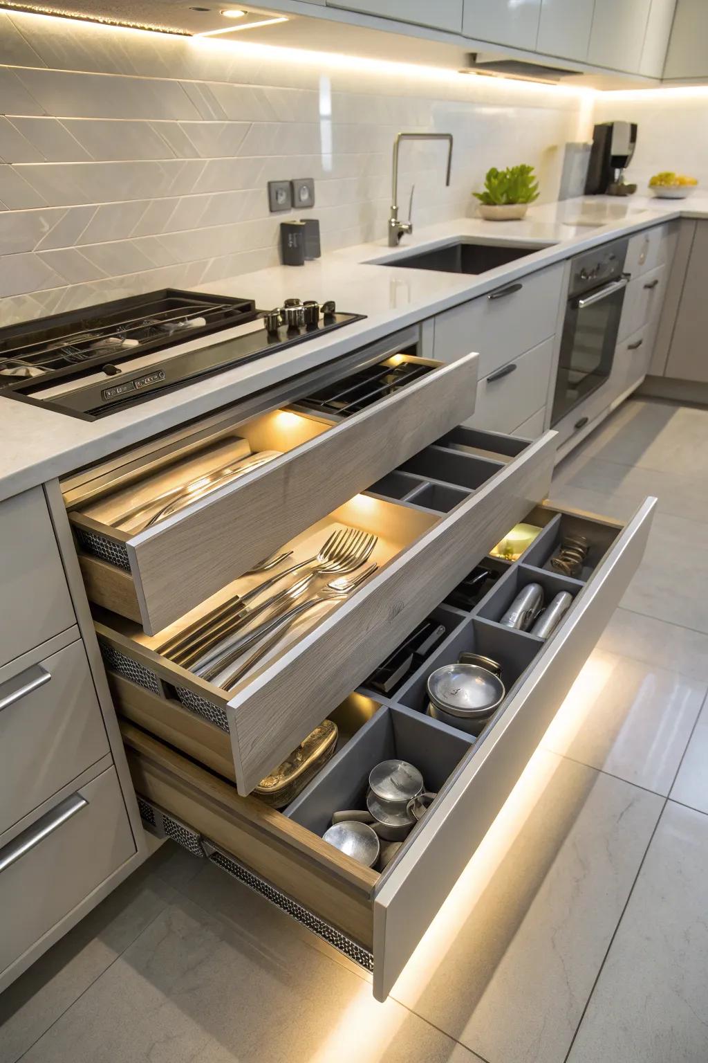 Illumination transforms drawers into a highlight of sophistication