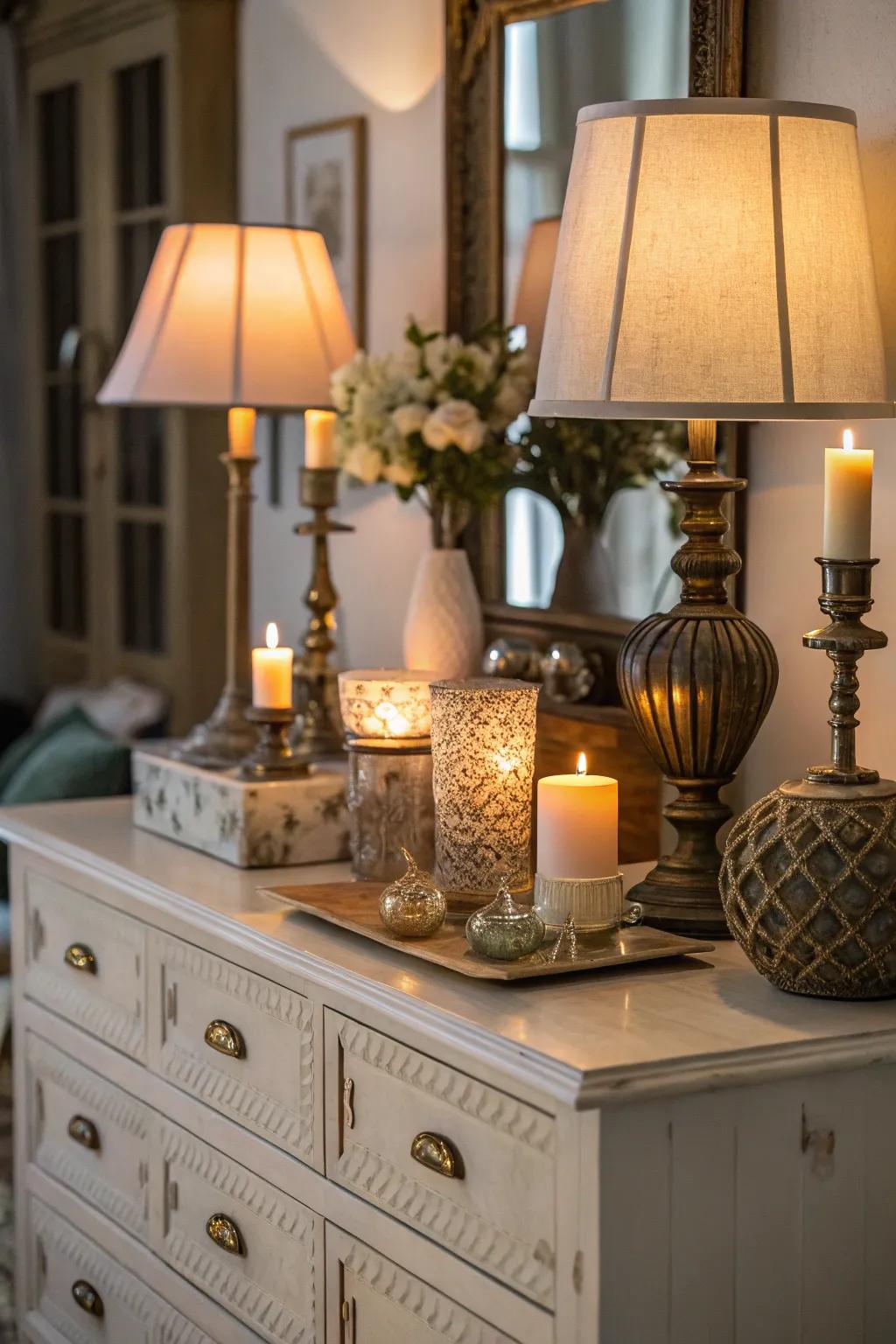 Employing different lighting adds depth and coziness.