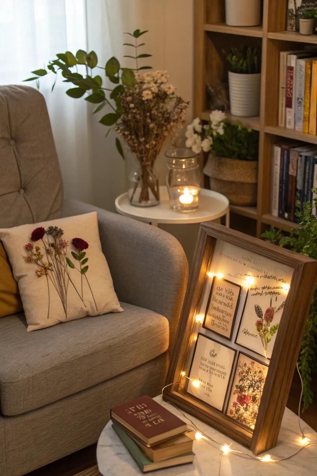 Add a personal touch with messages in your preserved flower display case.