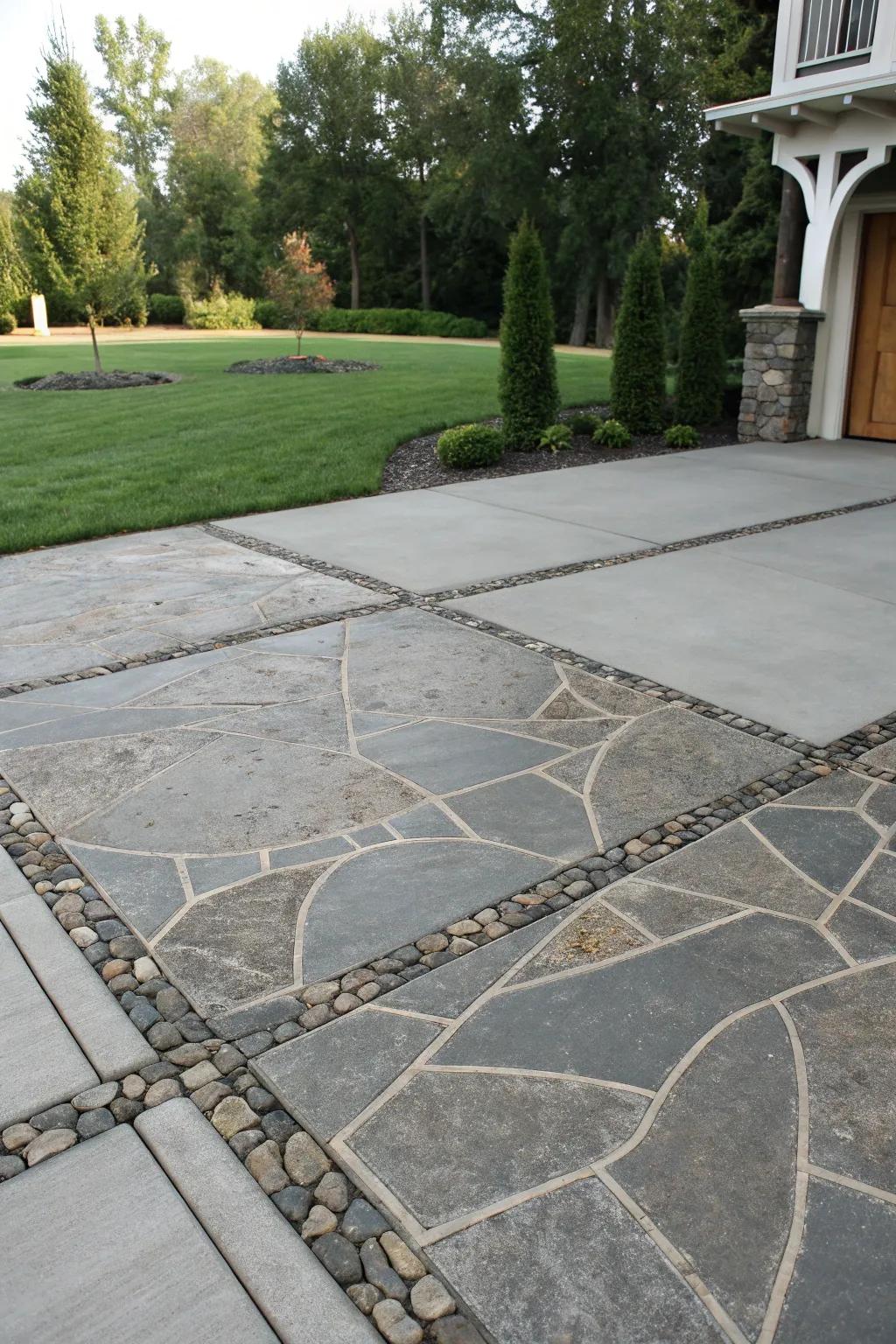 Stone inlays can inject organic beauty and character into your driveway.