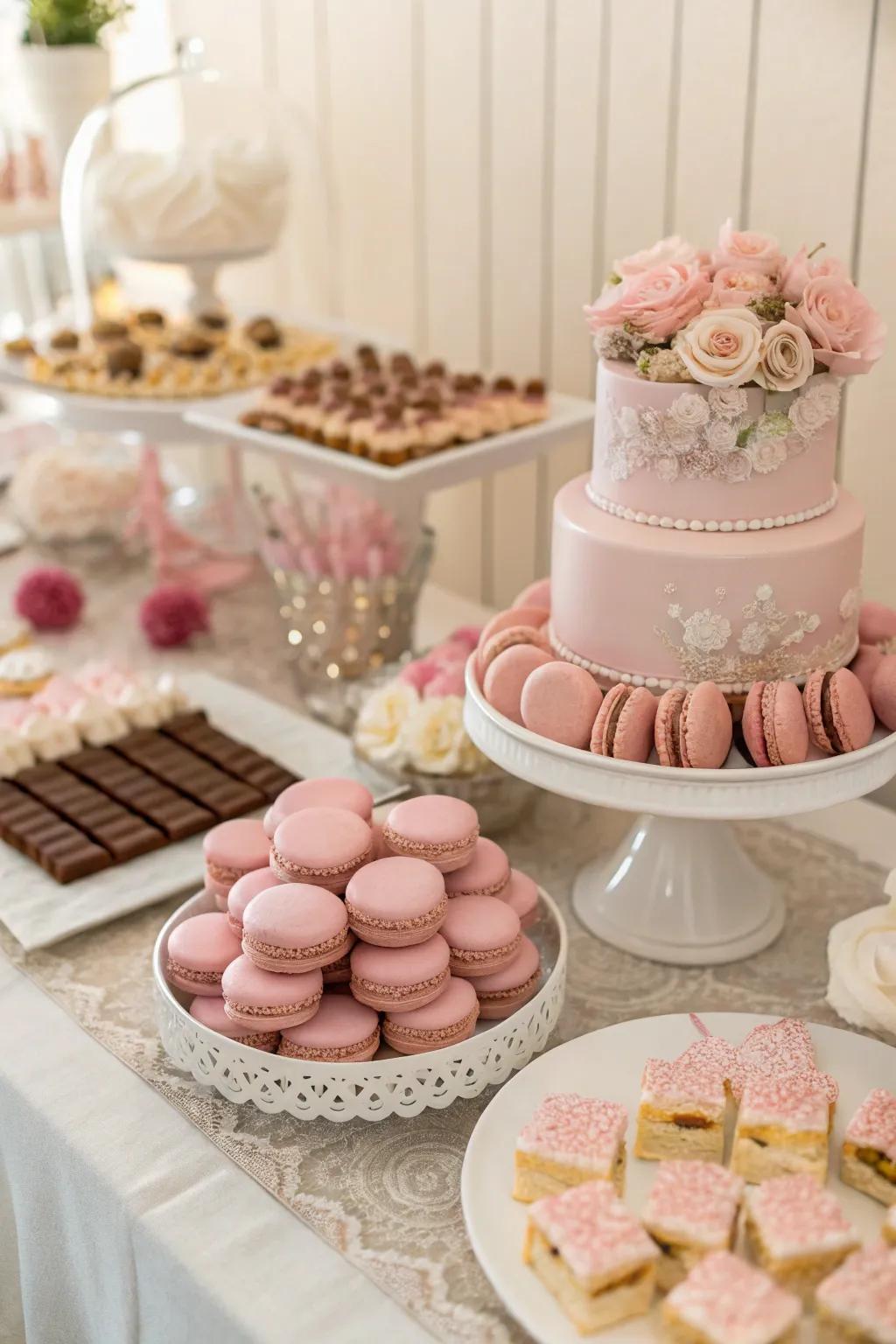 Delightful misty rose sweet display.