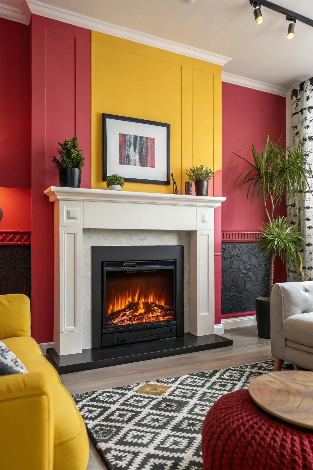 Audacious color contrasts shape the modern heater into a vibrant aspect.