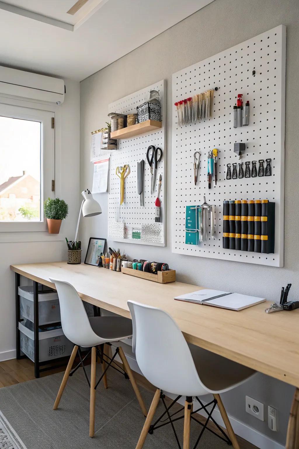 A multifunctional slatted board that unifies utility with design.