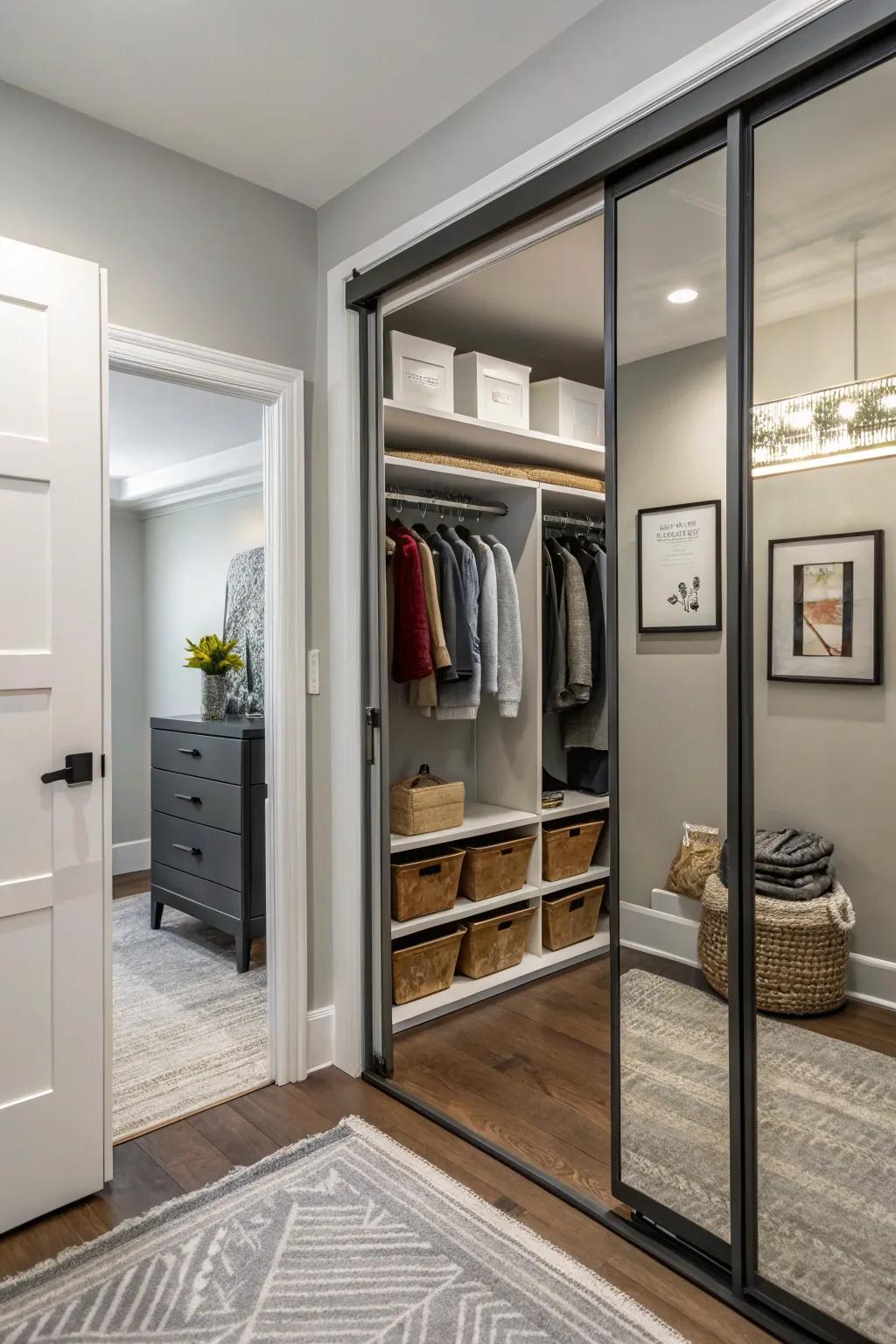 Sliding doors provide a smooth, area-saving option.