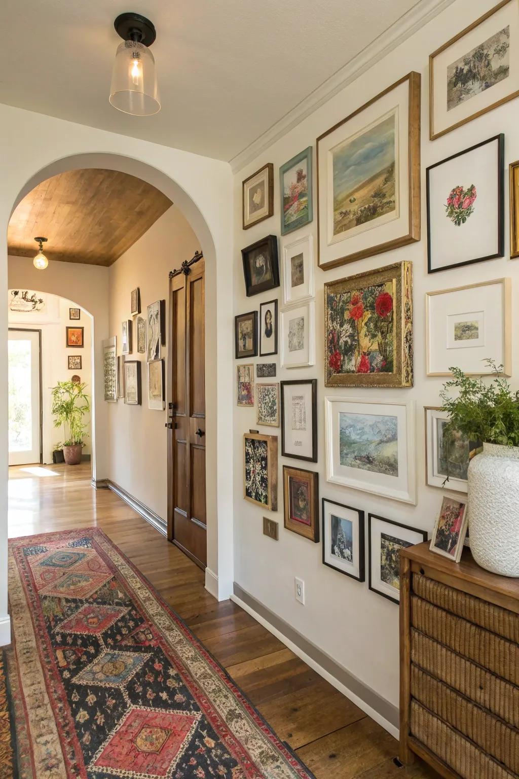 Wall displays personalize and add visual interest.