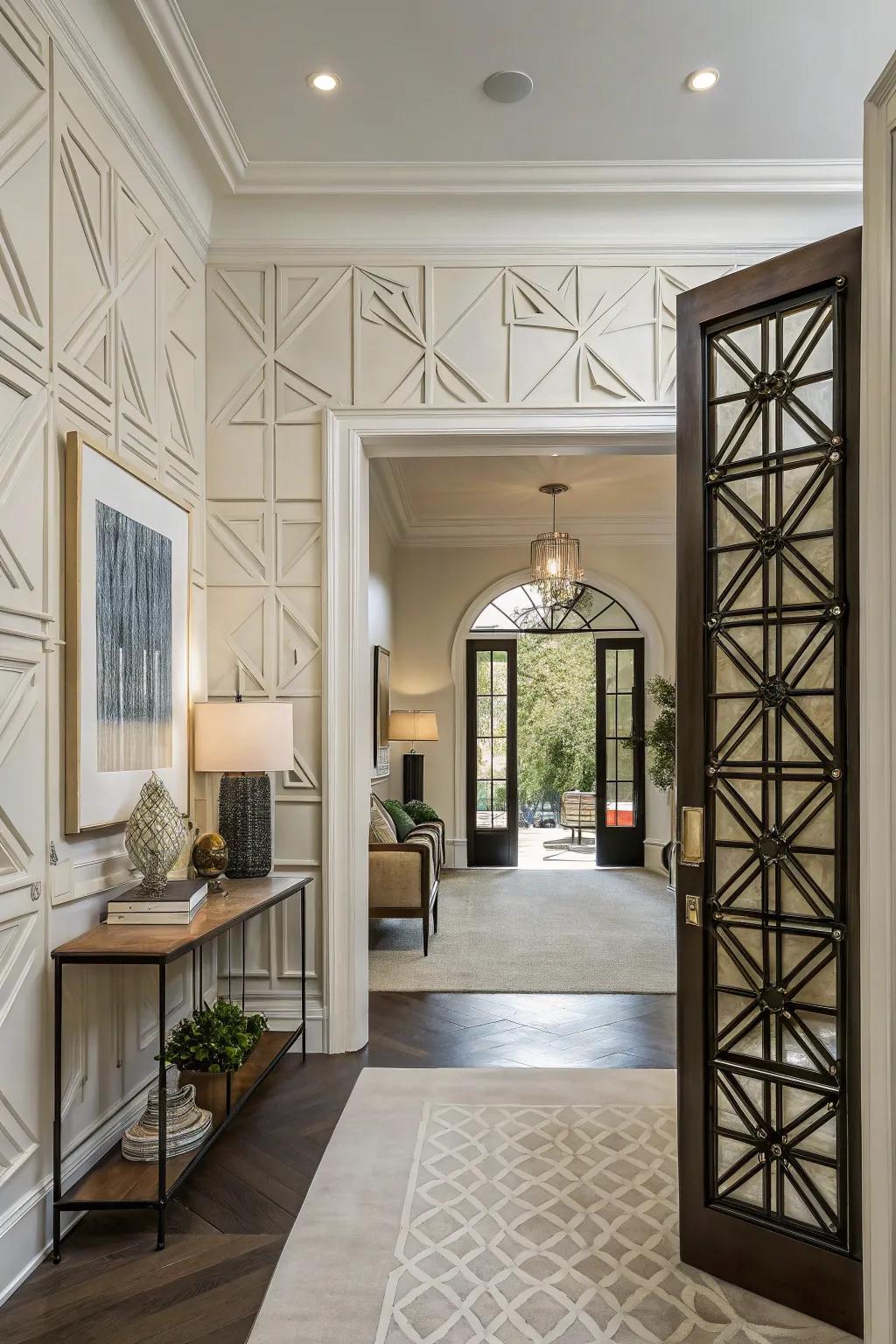 Symmetrical shapes make your entryway stand out.