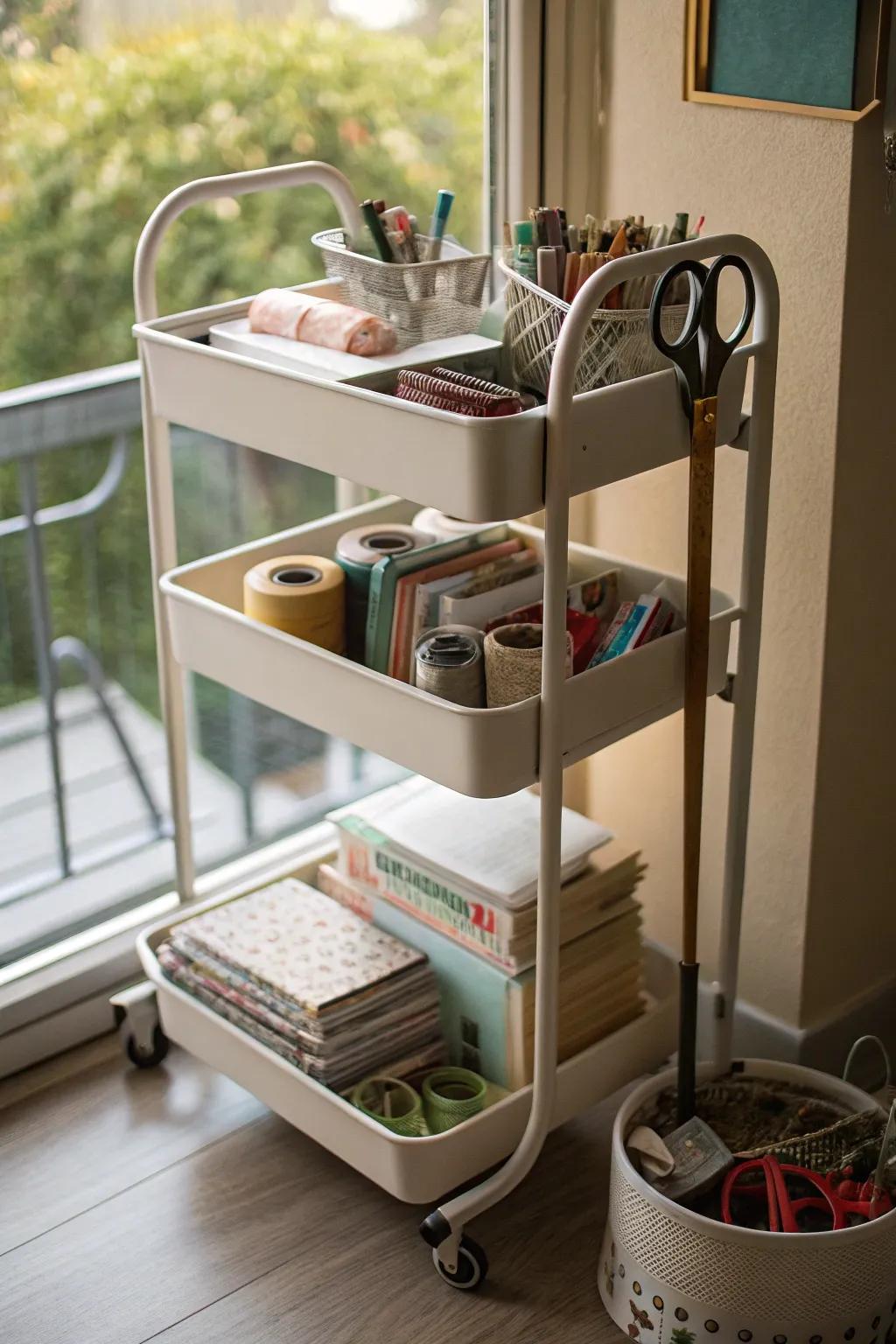 Mobile carts provide flexible, mobile storage.