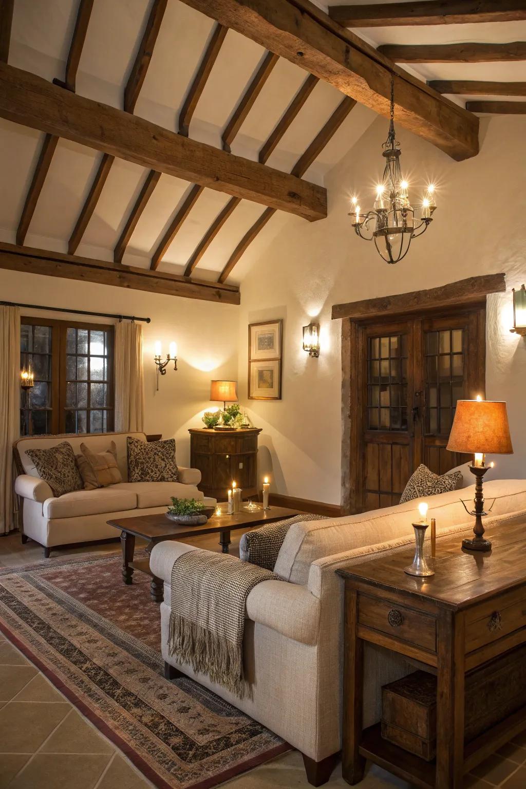 Classic charm with candle-style fixtures for a warm glow.