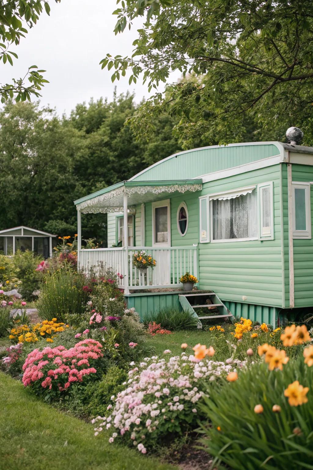 Mint green offers a fresh and inviting appearance.