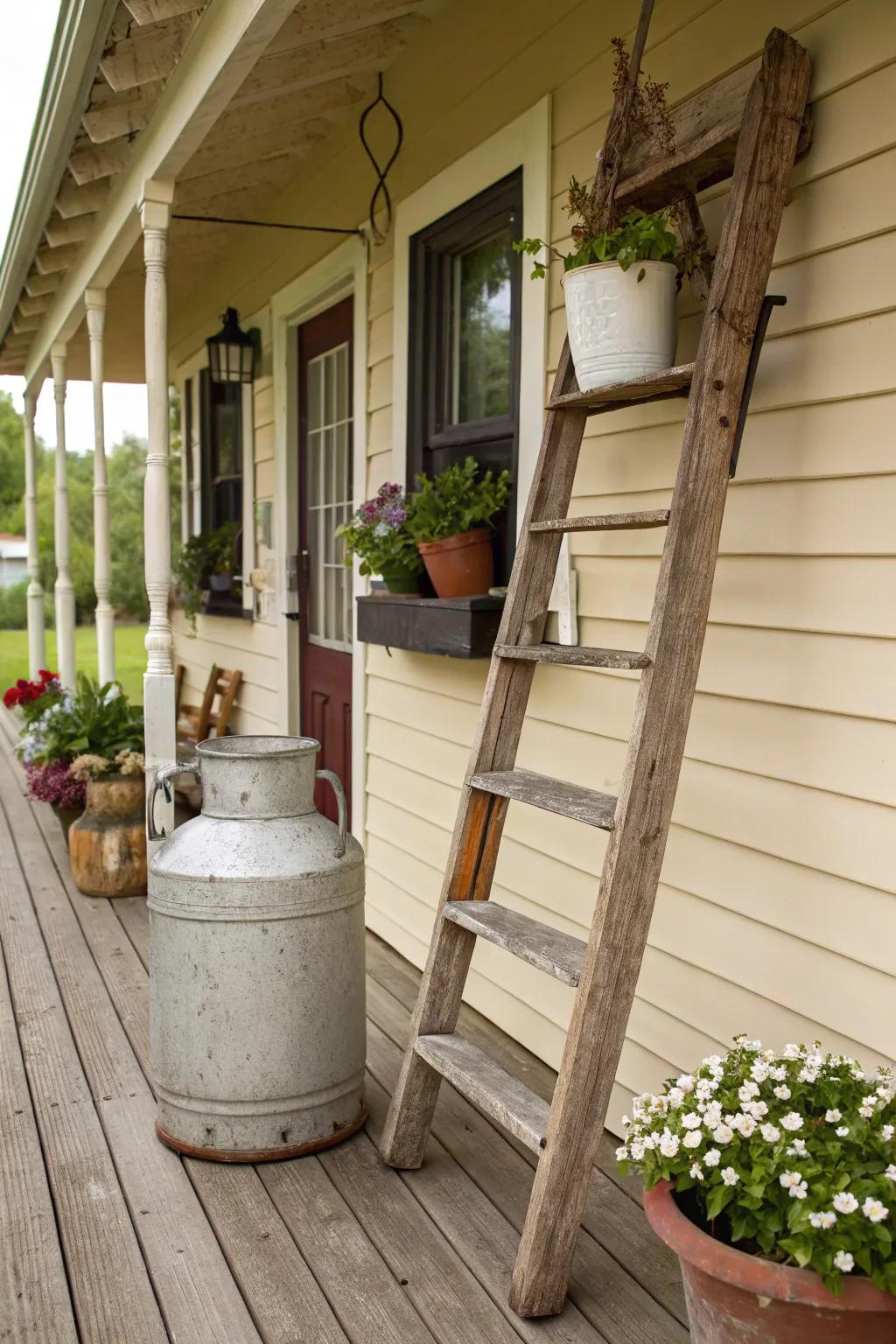 Relic acquisitions like dairy canisters contribute distinctive character to your veranda.