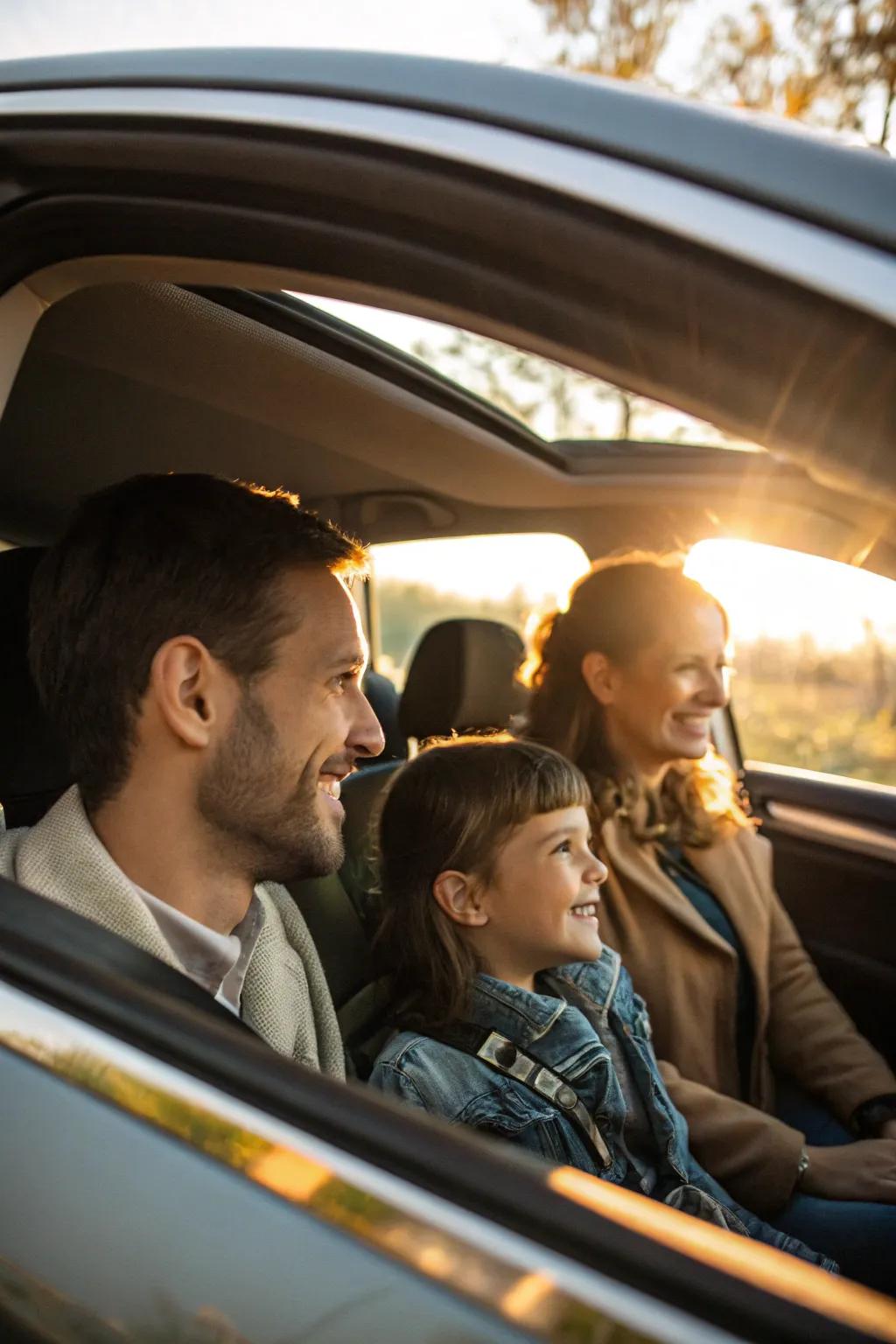 Inside the motor vehicle, capture the snugness and connection of your family.