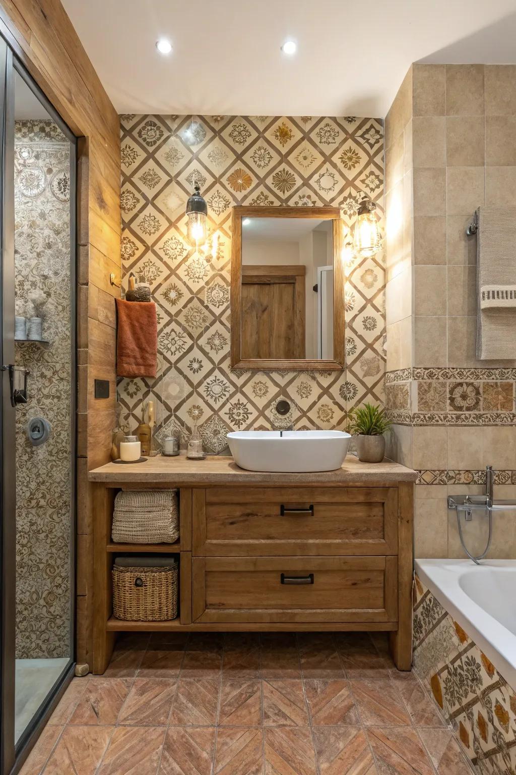 Countryside tile patterns create a distinctive visual.