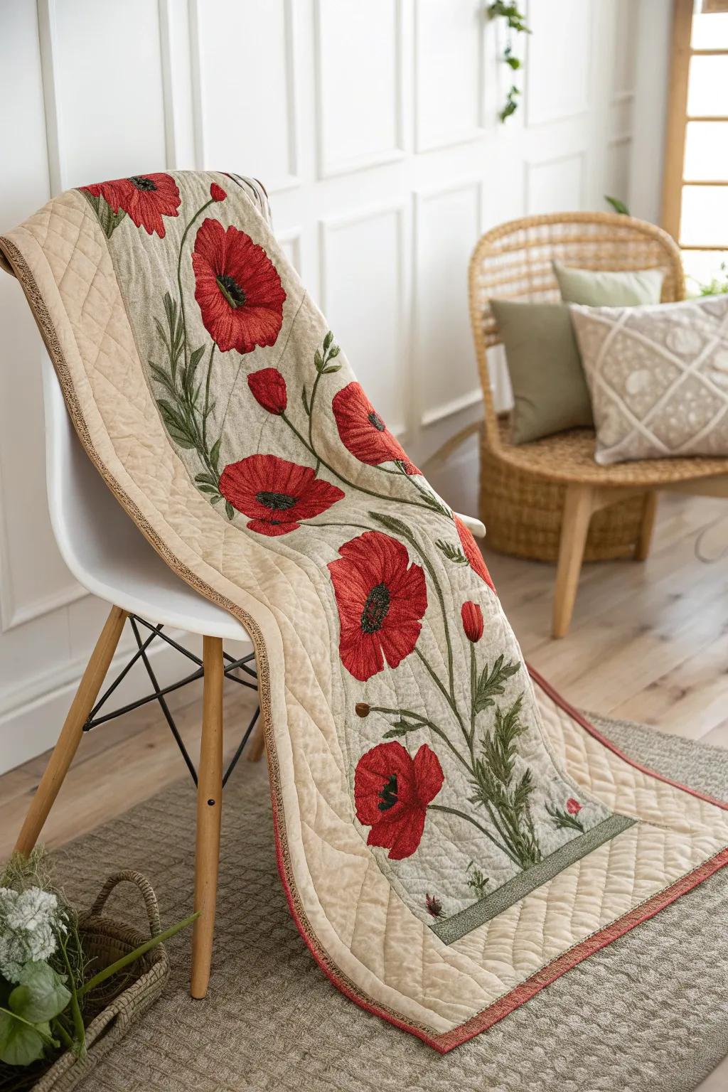 With the Poppy Fields Forever quilt &ndash; where bold beauty aligns with minimalist charm &ndash; embrace the artistry of nature.