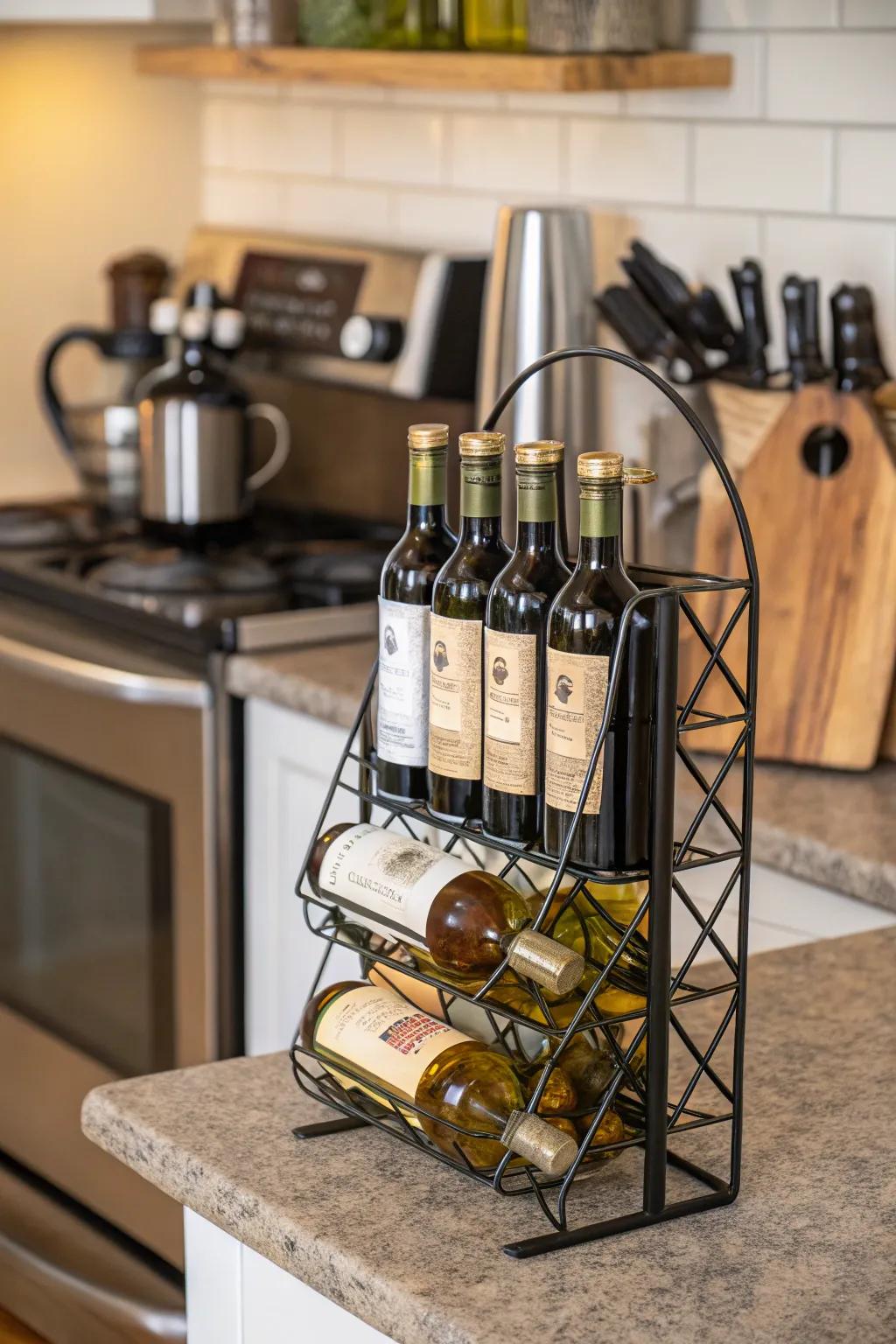 Re-imagined bottle holders offer efficient storage.
