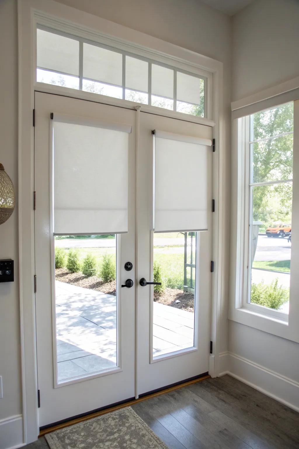 Roller shades provide a clean and minimalist look.
