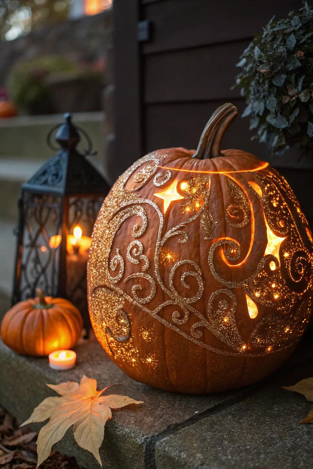 A glamorous shimmering gourd, sparkling with elegance and charm.