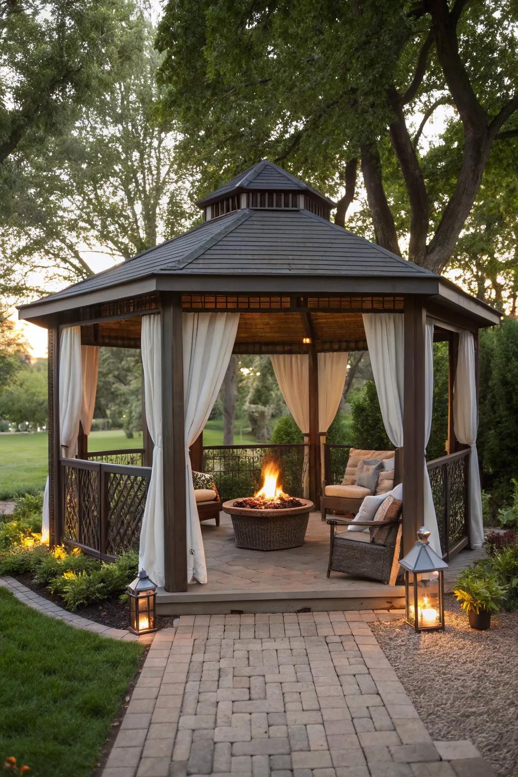 Create a secluded escape with a partially walled gazebo.