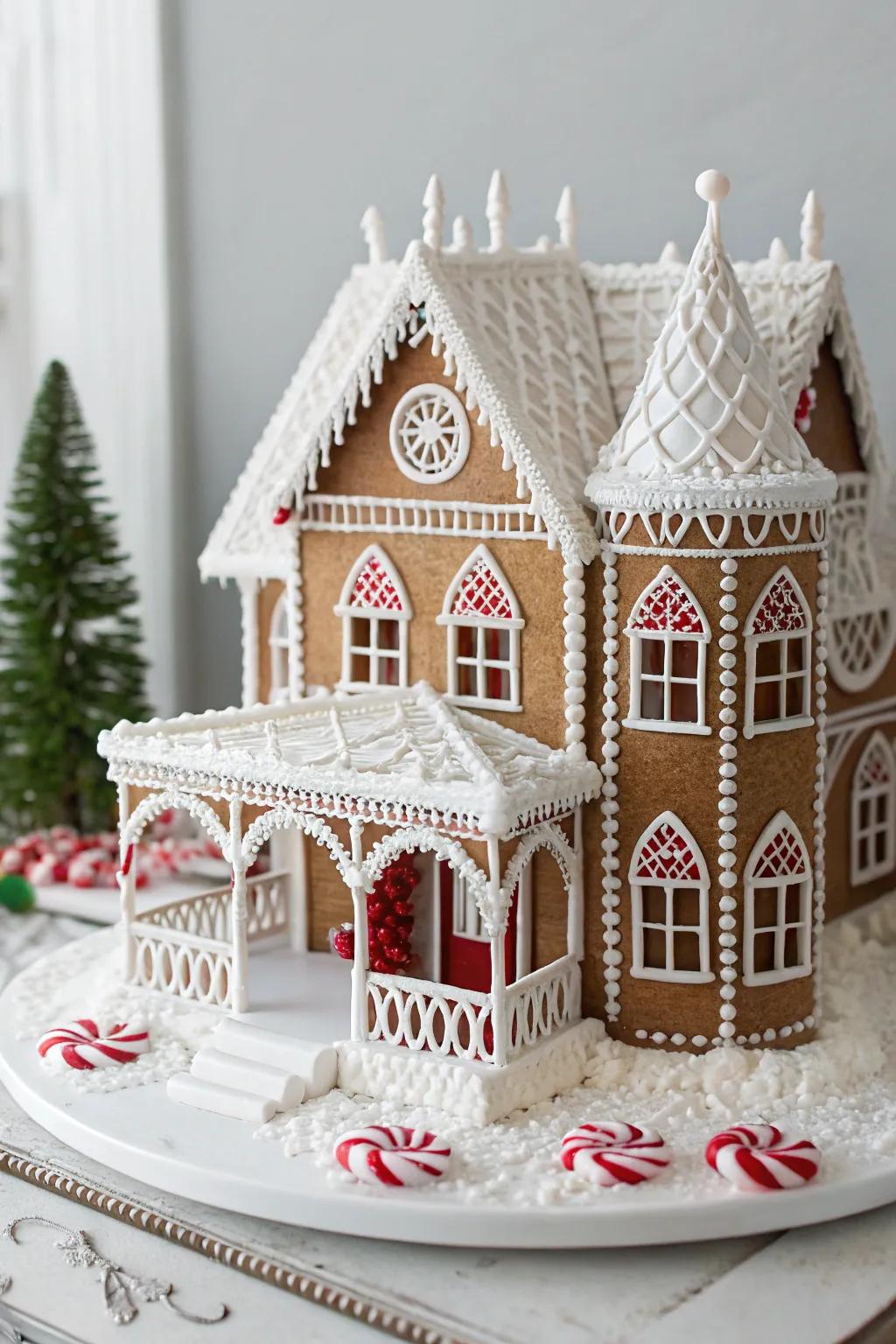 Elegance in gingerbread: A regal masterpiece with a sweet spin.