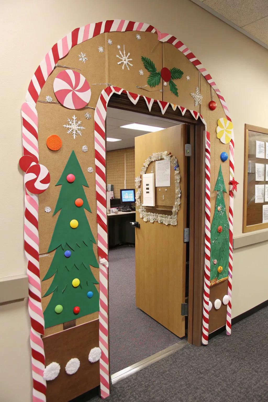 A gingerbread door welcomes you.