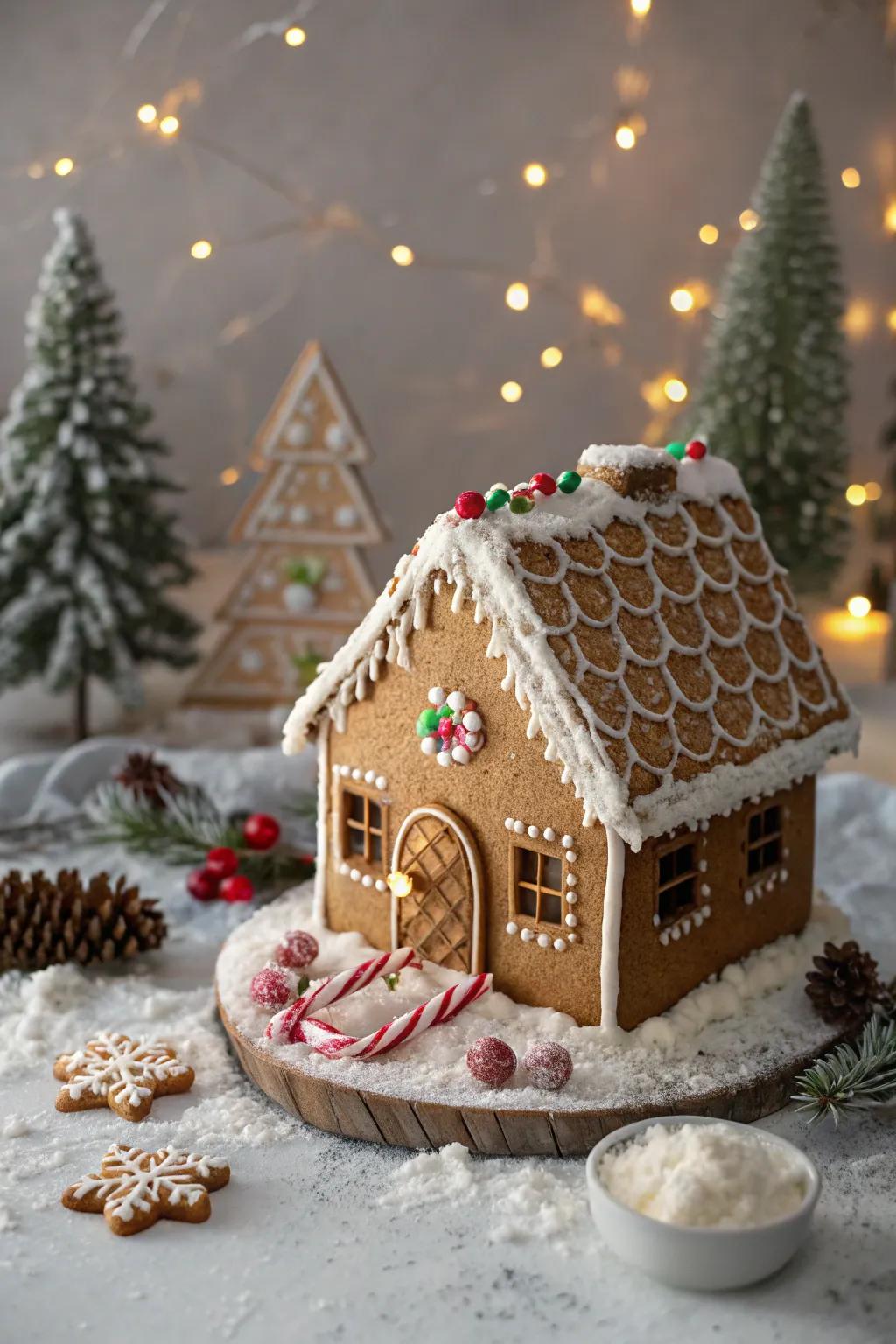 Cookie crumb roofs add a rustic and crunchy element to gingerbread houses.