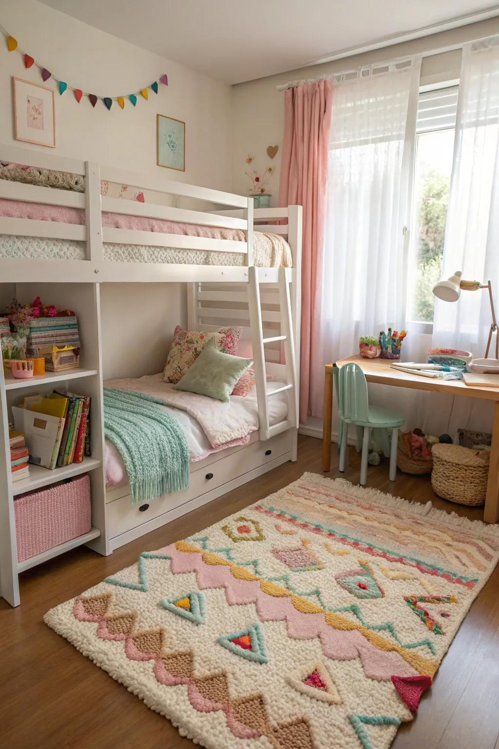 Rugs layered for warmth and style.