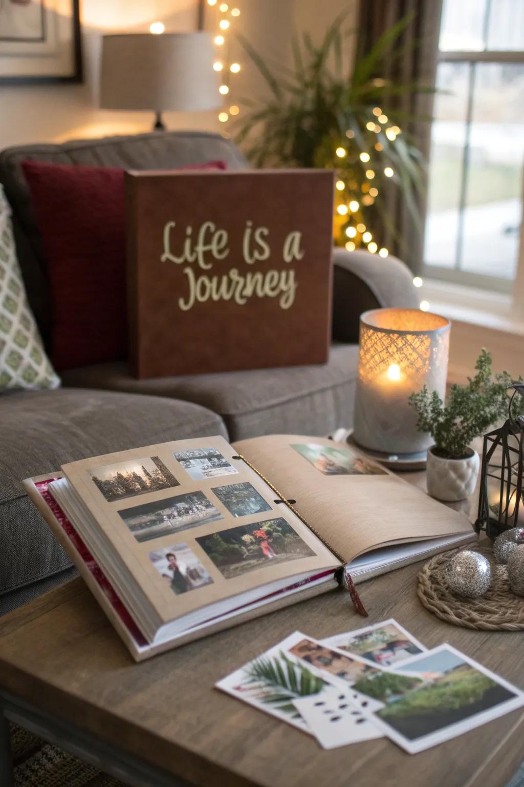 A 'Life Timeline' book acts as a significant memento.