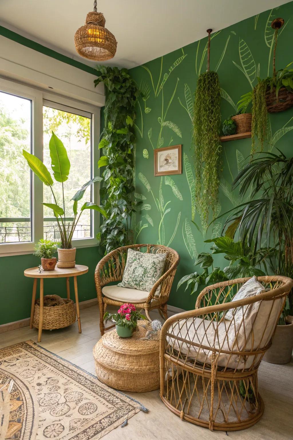 Tropic green walls design a tropical getaway indoors.