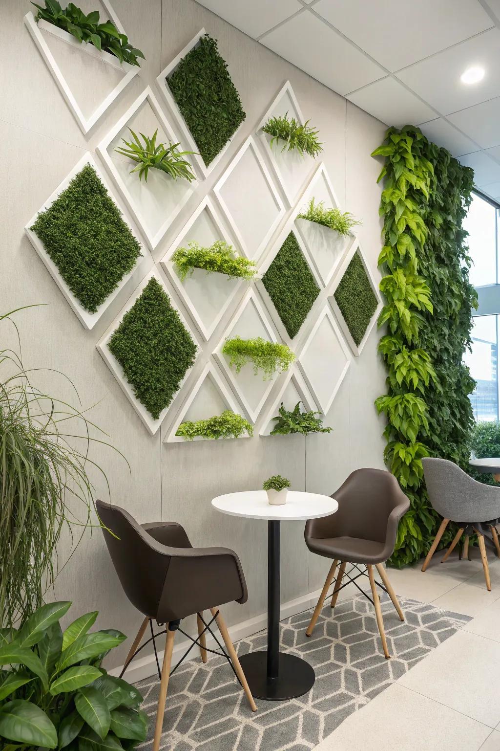 A wall where bespoke designs and patterns transform greenery into art.