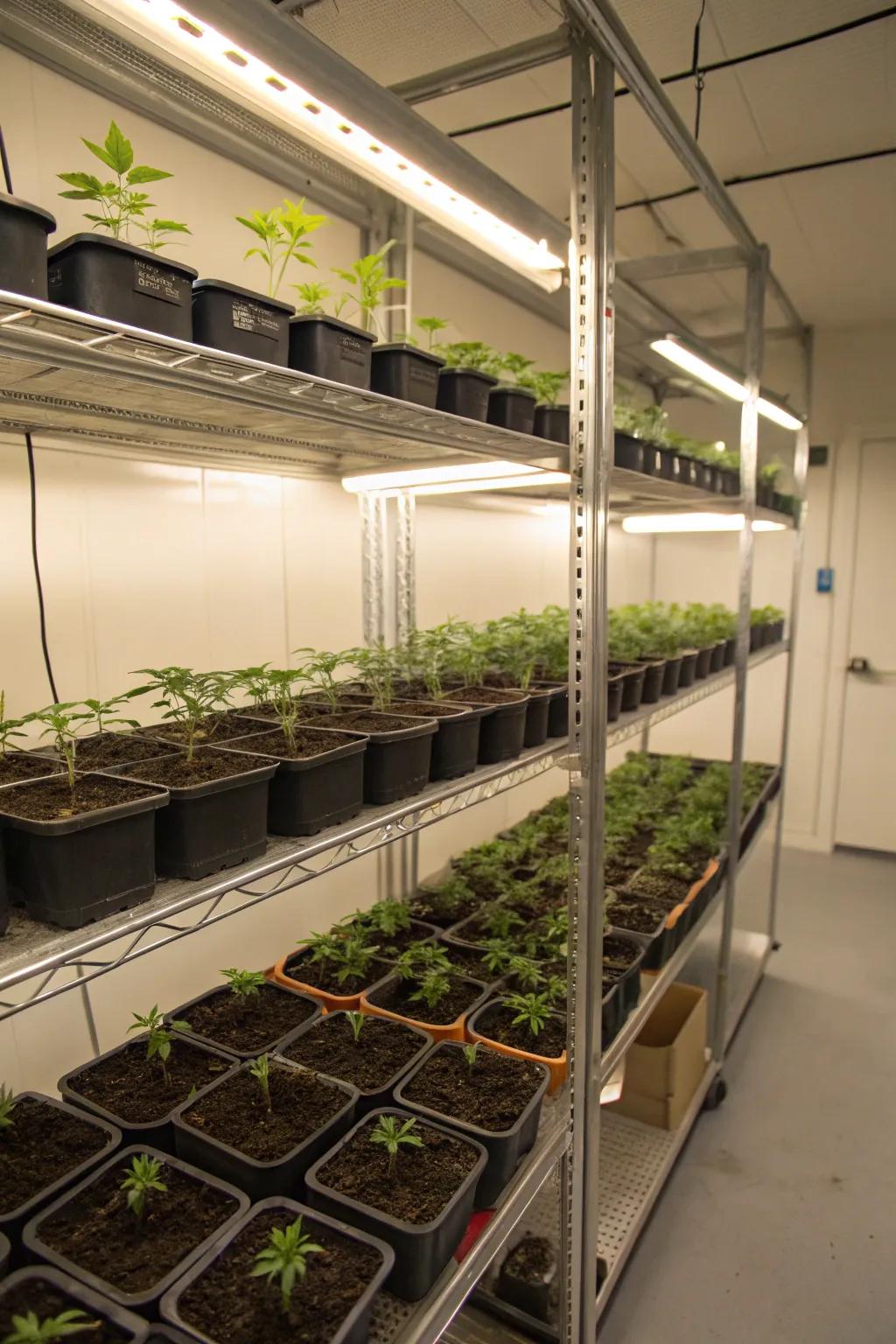 Compact containers allow for effective use of space in city grow rooms.