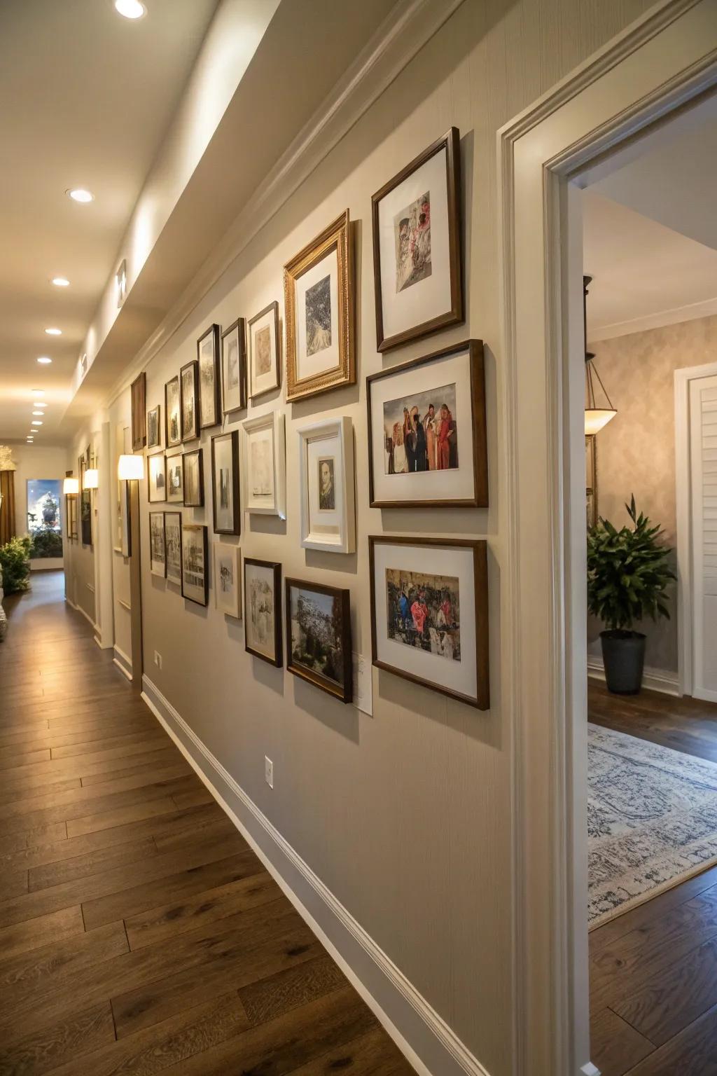 A gallery wall personalizes your hallway.