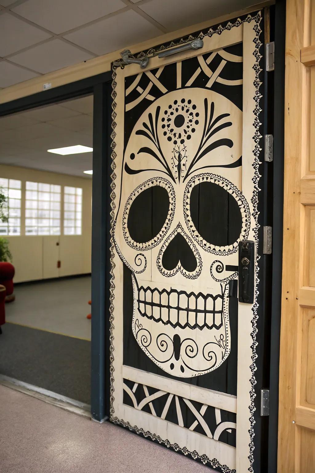Bring a much-loved persona to life with a skeleton face door.