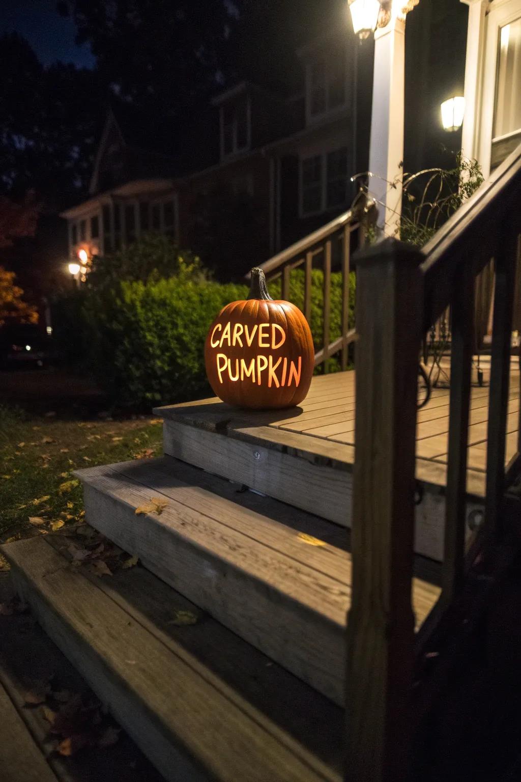 Reveal hidden messages with a cleverly carved pumpkin, illuminated for all to see.